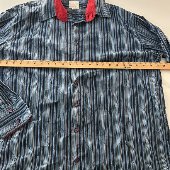 COOGI Men’s Casual Striped Button Up Top Stitch Quilted Design - Picture 8 of 9